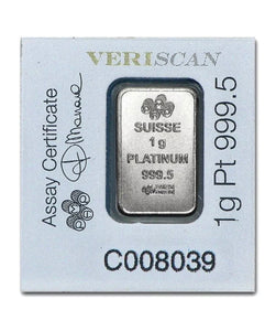 25 x 1 GRAM PAMP SUISSE .9995 FINE PLATINUM MULTIGRAM BARS IN ASSAY