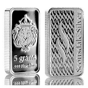 5 GRAM .999 FINE SILVER SCOTTSDALE MINT BAR BU