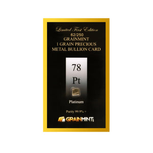 1 GRAIN 99.9% PURE PLATINUM RAW BULLION BAR - IN COA CARD