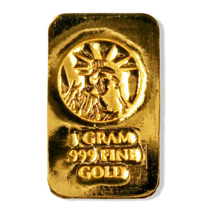 1 GRAM .999 FINE 24K GOLD BULLION BAR - IN COA CARD