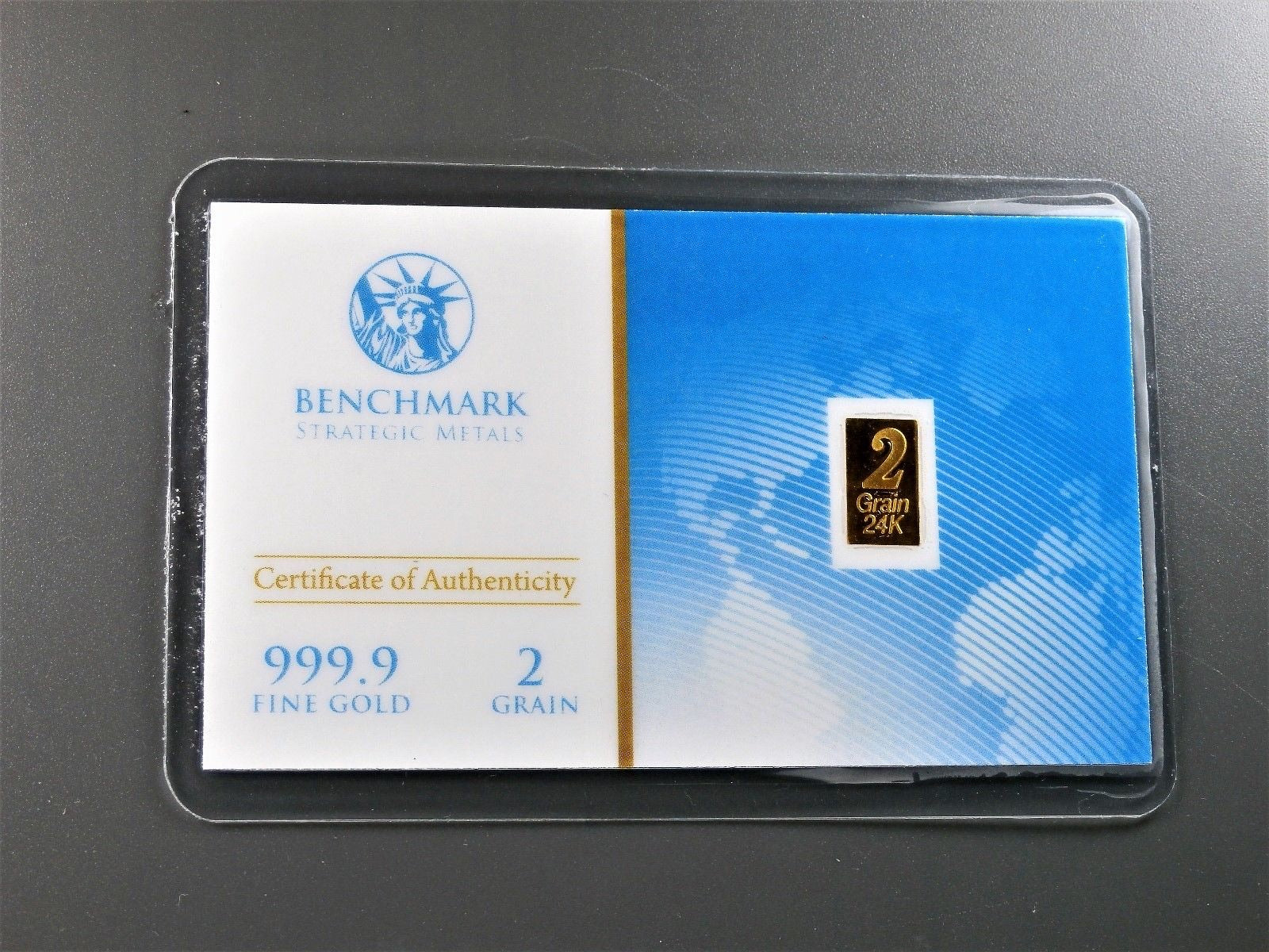 1/8 GRAM .9999 FINE 24K GOLD BULLION BARS - IN COA CARD