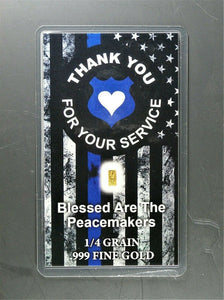 1/4 GRAIN .9999 FINE 24K GOLD BULLION BAR “THIN BLUE LINE LAW ENFORCEMENT” - IN COA CARD