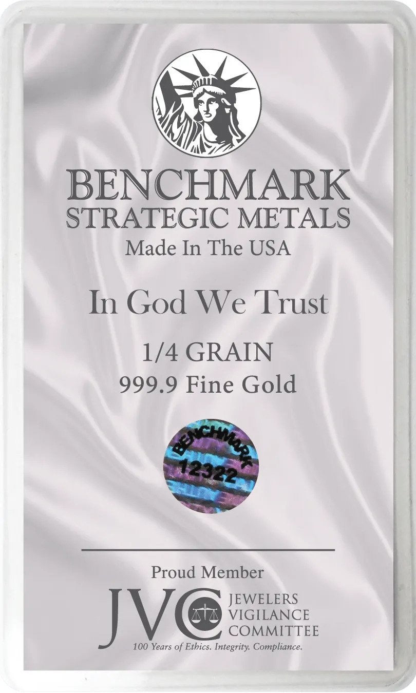 1/4 GRAIN .9999 FINE 24K GOLD BULLION BAR REVELATION 21:21 - IN COA CARD