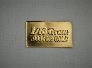 GOLD & PLATINUM COMBINATION 1/10 GRAM .999 FINE BULLION BARS - IN COA CARD