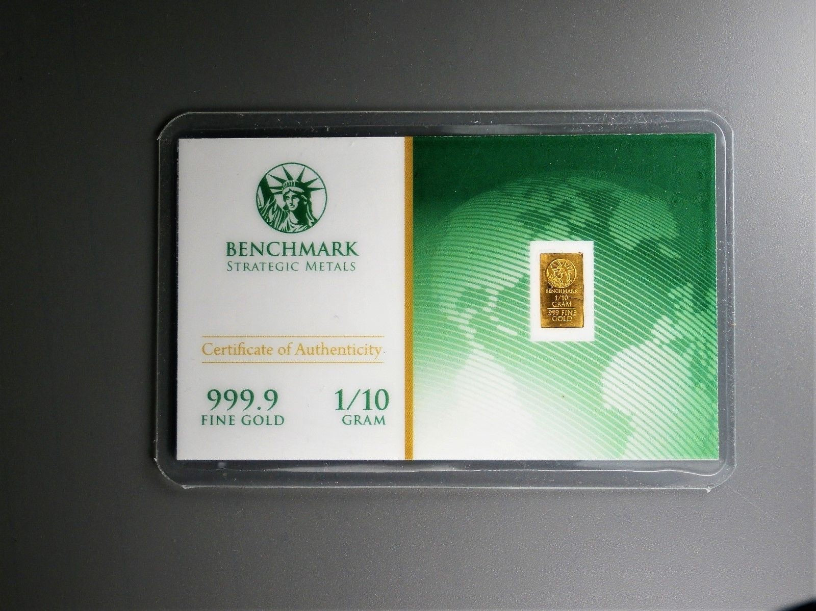 1/10 GRAM .9999 FINE 24K GOLD BULLION BARS - IN COA CARD