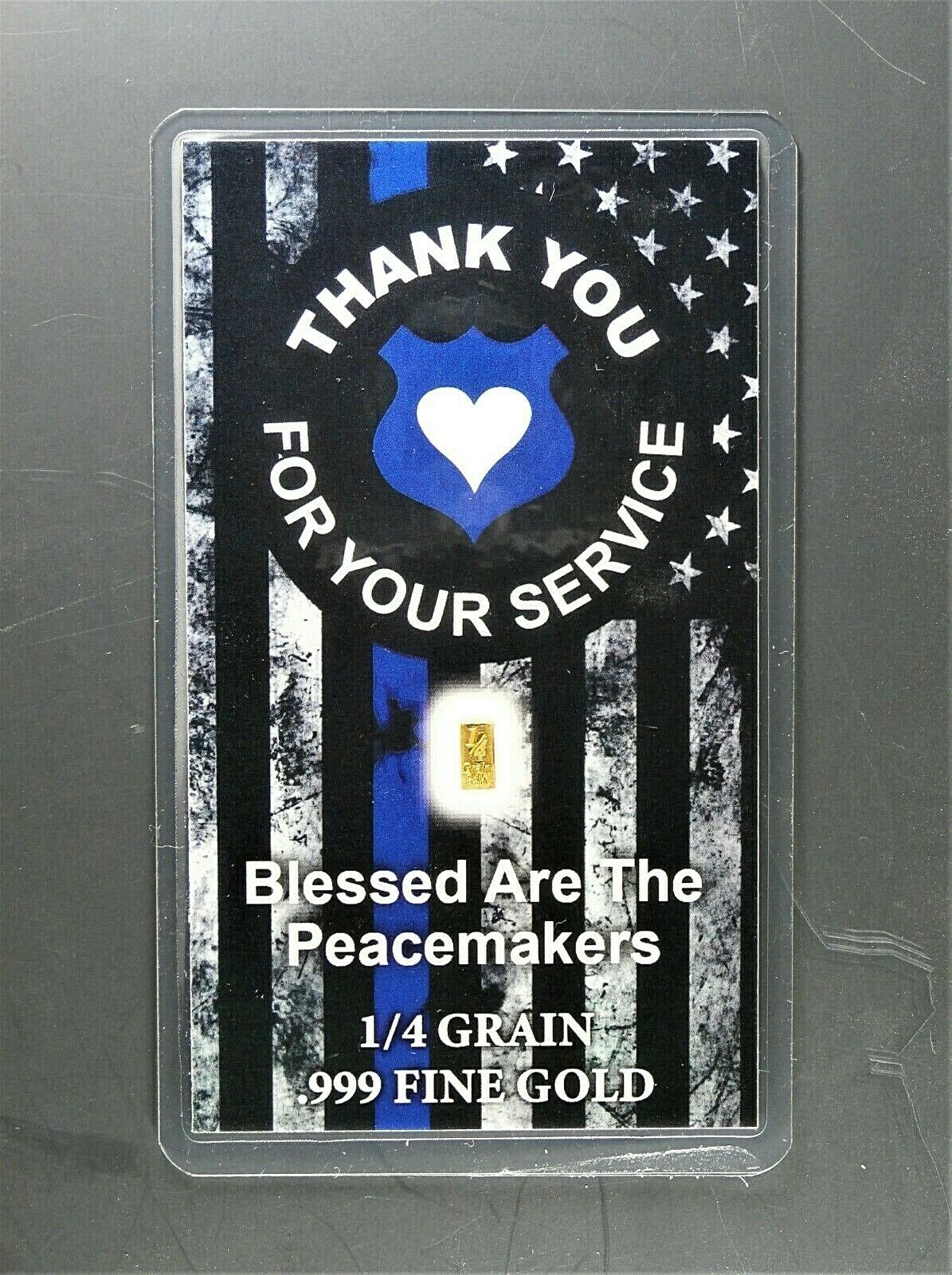 LOT 10 X 1/4 GRAIN .9999 FINE 24K GOLD BULLION BARS “THIN BLUE LINE LAW ENFORCEMENT” - IN COA CARD