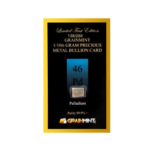 1/10 GRAM 99.9% PURE PALLADIUM RAW BULLION BAR - IN COA CARD