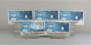 LOT 5 X 1/4 GRAIN .9999 FINE 24K GOLD “SNOWMAN” BULLION BAR CHRISTMAS - IN COA CARD