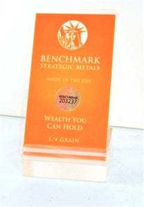 1/4 GRAIN .9999 FINE 24K GOLD BULLION BAR “THANK YOU” - IN COA CARD