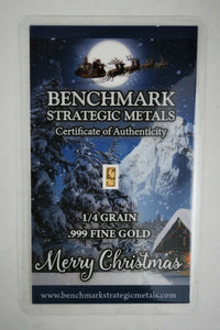 10 X 1/4 GRAIN .9999 FINE 24K GOLD BULLION BARS “WINTER MOONLIGHT” CHRISTMAS - IN COA CARD