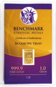 1 GRAM .999 FINE 24K GOLD BULLION “ELEMENTAL” BAR - IN COA CARD