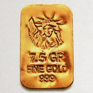 7.5 GRAIN .9999 FINE 24K GOLD BULLION BAR - IN COA CARD