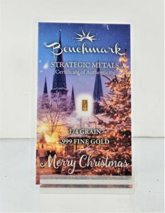 1/4 GRAIN .9999 FINE 24K GOLD BULLION BAR “CHRISTMAS LIGHTS” - IN COA CARD