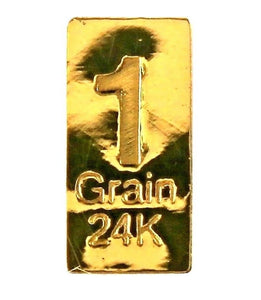 LOT 5 X 1 GRAIN .9999 FINE 24K GOLD BULLION BAR - IN COA CARD