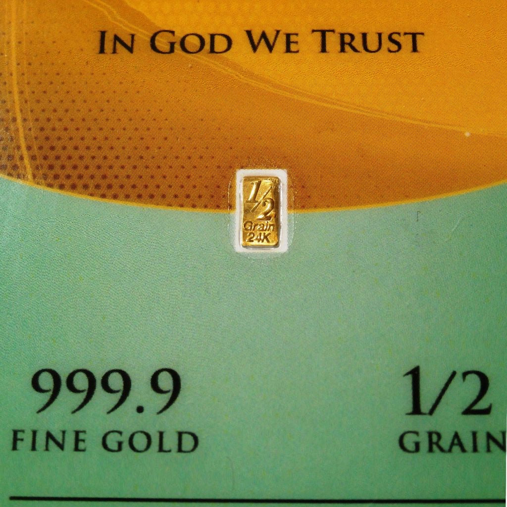 1/2 GRAIN .9999 FINE 24K GOLD BULLION BAR - IN COA CARD