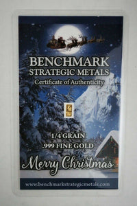 LOT 6 X 1/4 GRAIN .9999 FINE 24K GOLD BULLION BAR “CHRISTMAS COLLECTION” - IN COA CARD