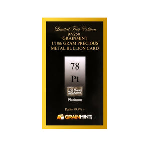 1/10 GRAM 99.9% PURE PLATINUM RAW BULLION BAR - IN COA CARD