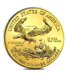 1/2 TROY OZ AMERICAN GOLD EAGLE $25 COIN BU