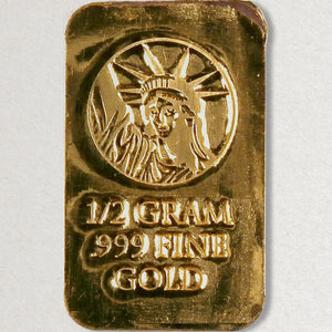 1/2 GRAM .999 FINE 24K GOLD BULLION BAR - IN COA CARD