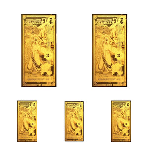 LOT 5 X 5 NEW HAMPSHIRE GOLDBACK AURUM 24KT GOLD FOIL NOTE BU 1/200 OZ .999 FINE GOLD