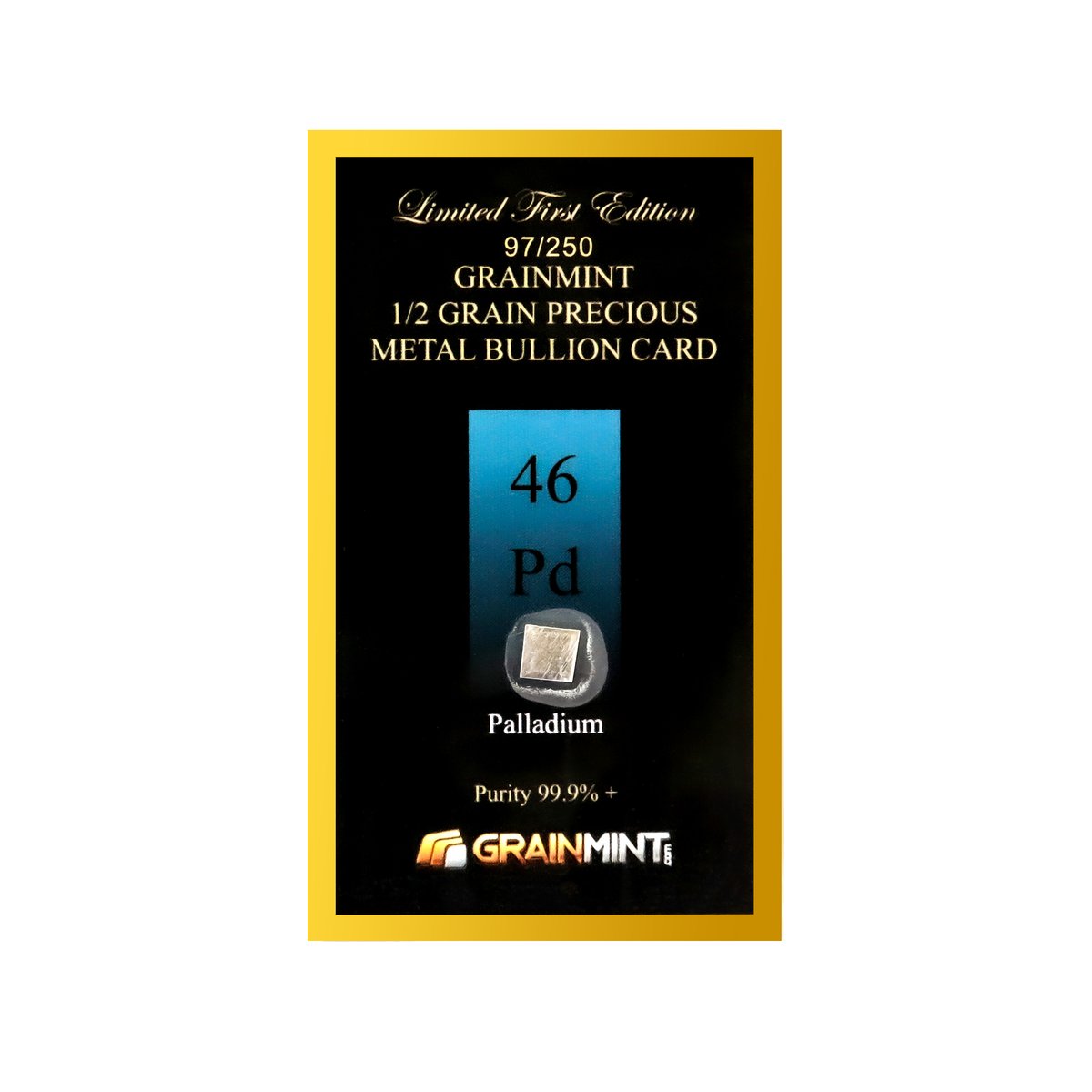 1/2 GRAIN 99.9% PURE PALLADIUM RAW BULLION BAR - IN COA CARD