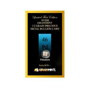 1/2 GRAIN 99.9% PURE PALLADIUM RAW BULLION BAR - IN COA CARD