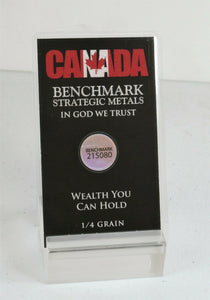 1/4 GRAIN .9999 FINE 24K GOLD BULLION BAR “CANADA GOLD CARD” - IN COA CARD