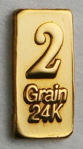 2 GRAIN .9999 FINE 24K GOLD BULLION BAR - IN COA CARD