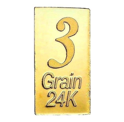 3 GRAIN .9999 FINE 24K GOLD BULLION BAR - IN COA CARD