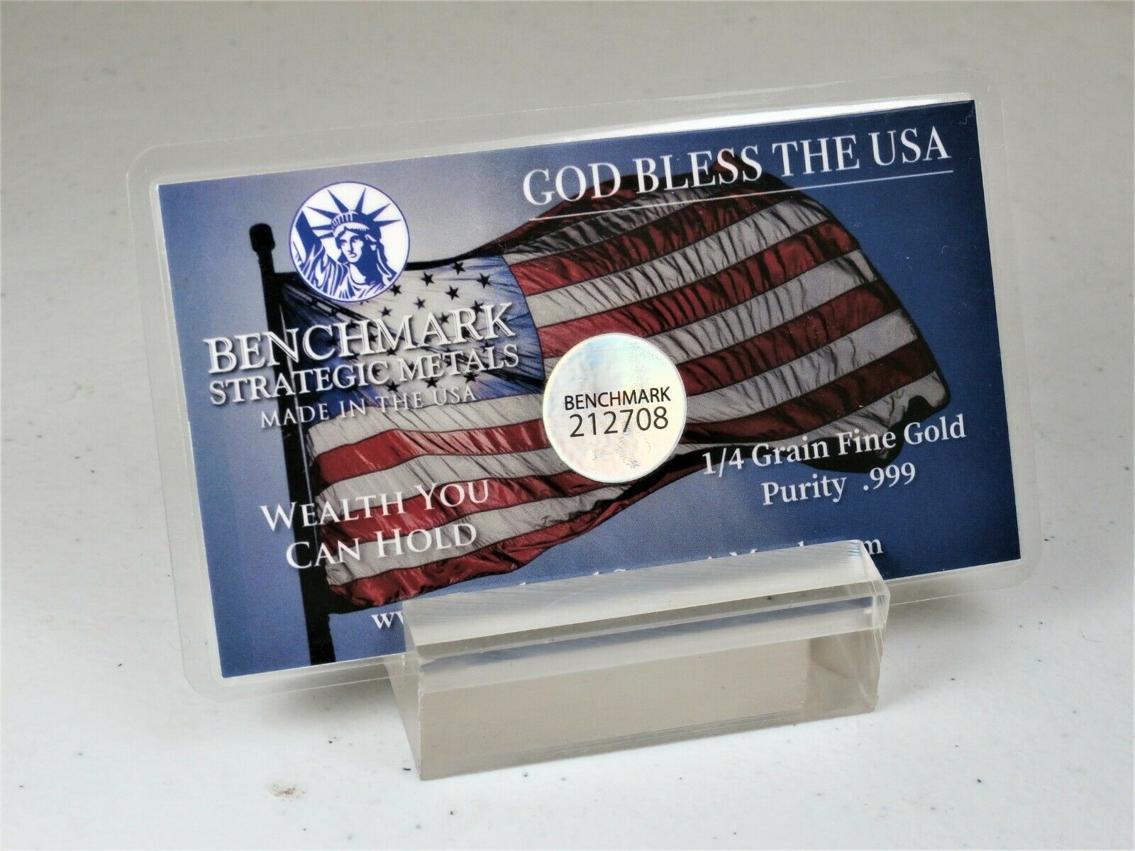 1/4 GRAIN .9999 FINE 24K GOLD BULLION BAR “THANK YOU TO THOSE WHO HAVE SERVED” - IN COA CARD