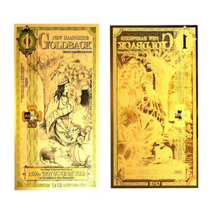 LOT 3 X 1 NEW HAMPSHIRE GOLDBACK AURUM 24KT GOLD FOIL NOTE BU 1/1000TH OZ .999 FINE GOLD