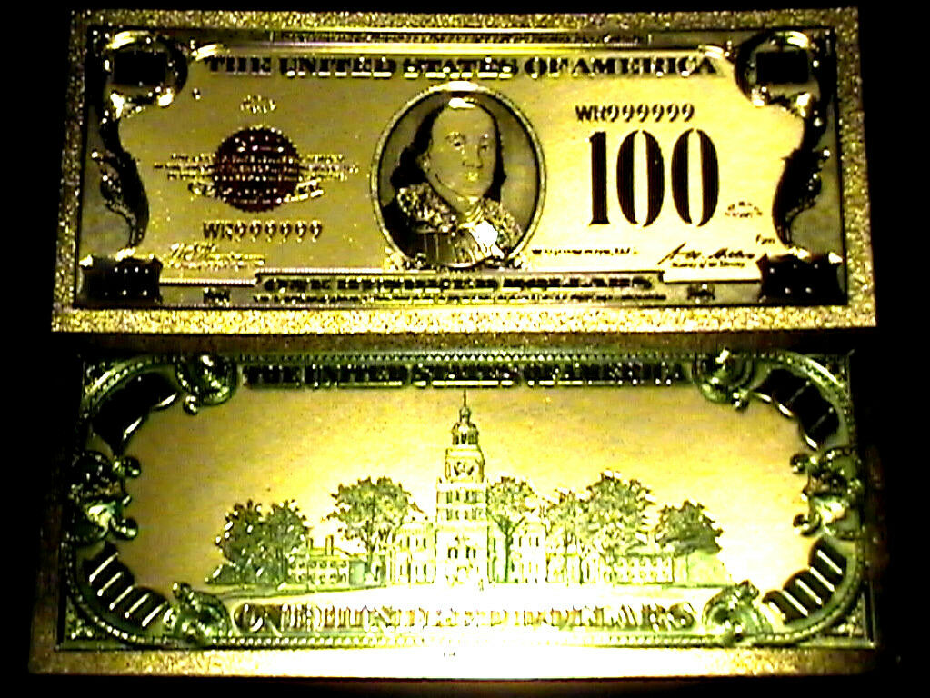 99.9% 24K GOLD 1928 $100 GOLD CERTIFICATE BILL US BANKNOTE IN PVC W COA