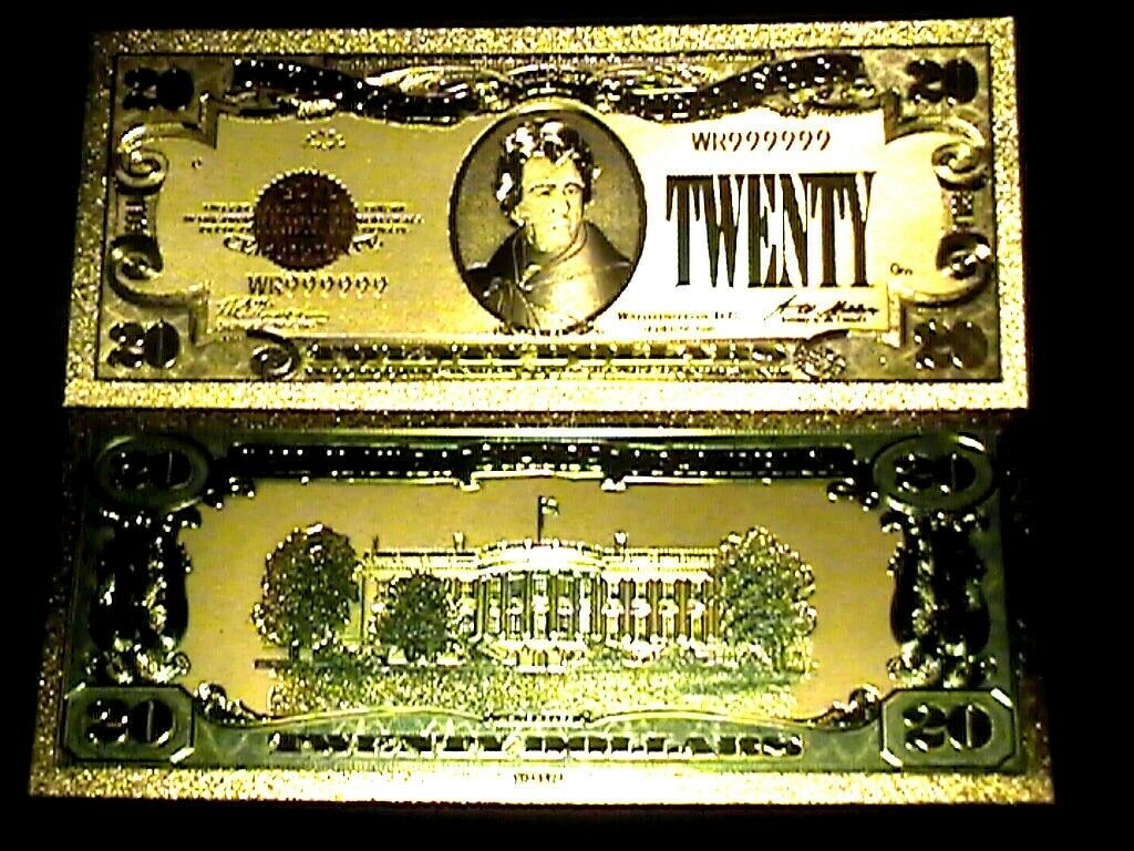 99.9% 24K GOLD 1928 $20 GOLD CERTIFICATE BILL US BANKNOTE IN PVC SLEEVE W COA