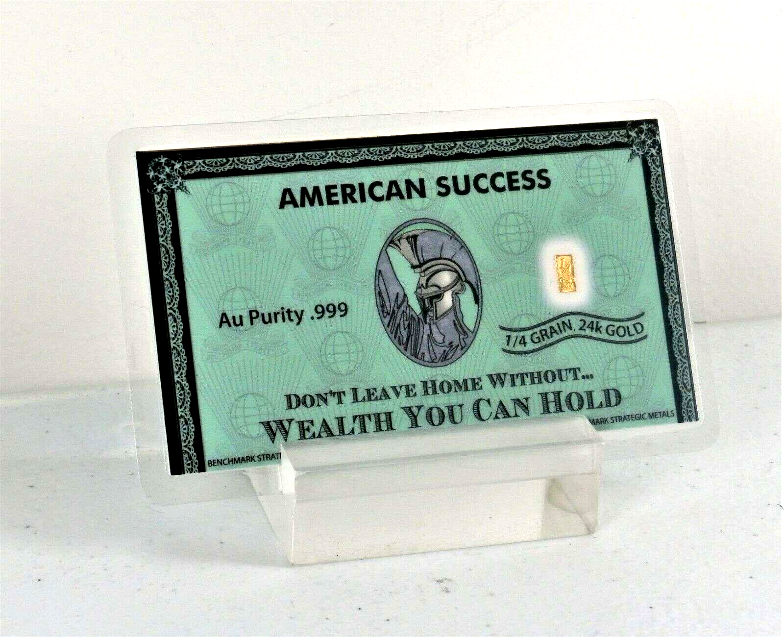 1/4 GRAIN .9999 FINE 24K GOLD BULLION BAR “AMERICAN SUCCESS” - IN COA CARD